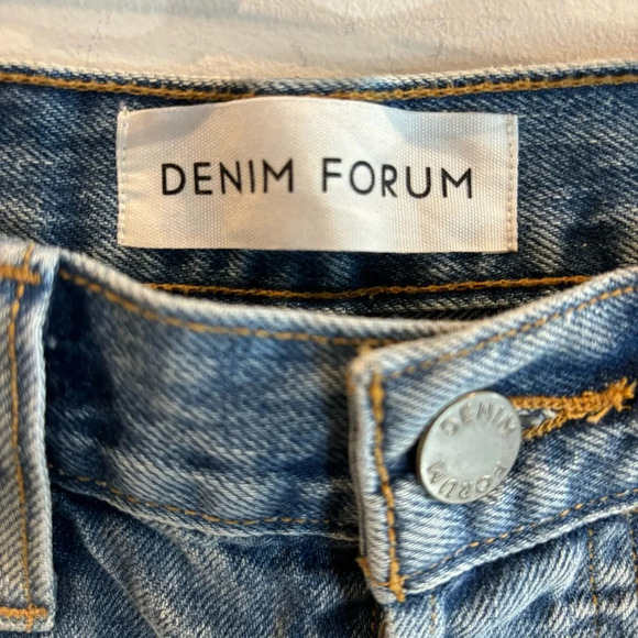 DENIM FORUM Sz 30 The Joni Mid Thigh Button Fly Picture this Blue Shorts NEW - Picture 6 of 14